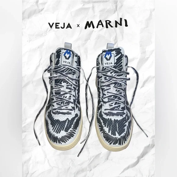 Veja X Marni White and Black Sneakers - Picture 1 of 12